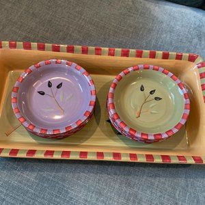 Set: Signature Debbie Segura "Olivia" Rectangle Bread Dish w/ 8 dipping plates